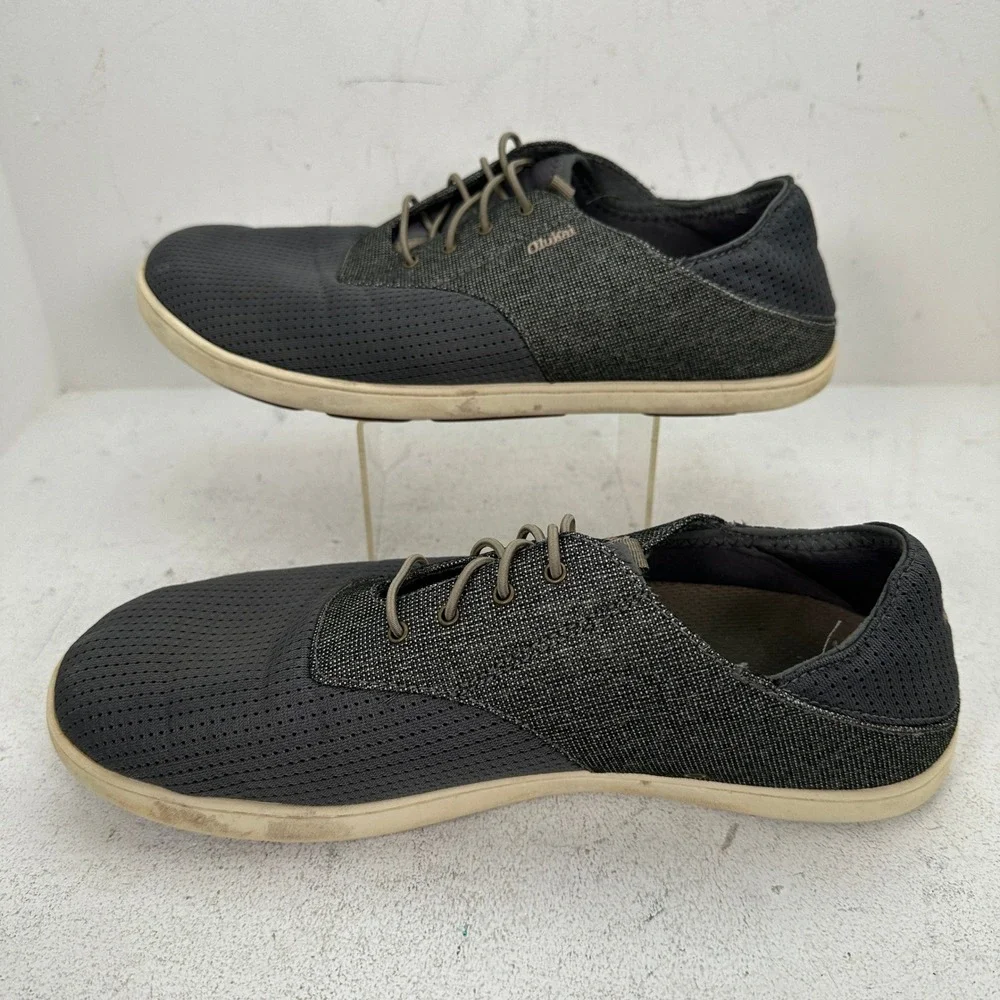 OluKai Nohea Moku Men's Size 10.5 Gray Black Mesh Boat Shoes Sneakers